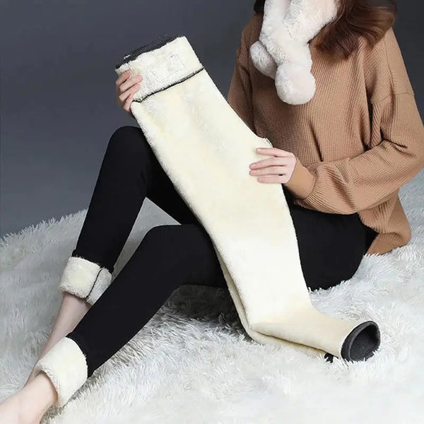 Women Girl Fleece Lined Leggings Warm Winter Thick Solid Colors Regular One  Size | eBay