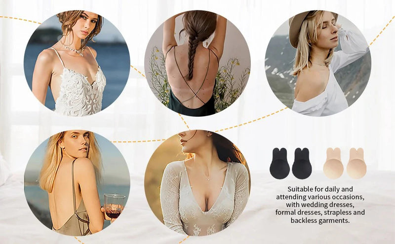 Adhesive invisible gathering bras